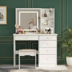 Dresser With Mirror And Cabinet