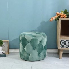 Round Velvet Storage Footstool