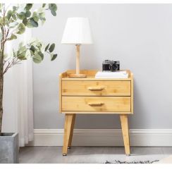 3Pcs Two Drawer Bamboo Nightstand