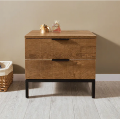 Double Drawers Modern Wooden Nightstand