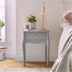 Vintage Style Solid Wood Gray Drawer Nightstand